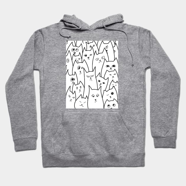 Cartoon Qute Cat Doodle / Cats illustration / Cat line art Hoodie by Print Art Station